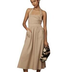 ANTHROPOLOGIE Porridge Halter Utility Midi Dress